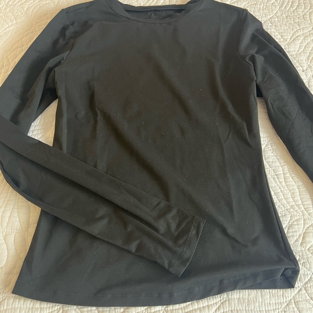 Trendy Queen Black Crewneck Long Sleeve Top
